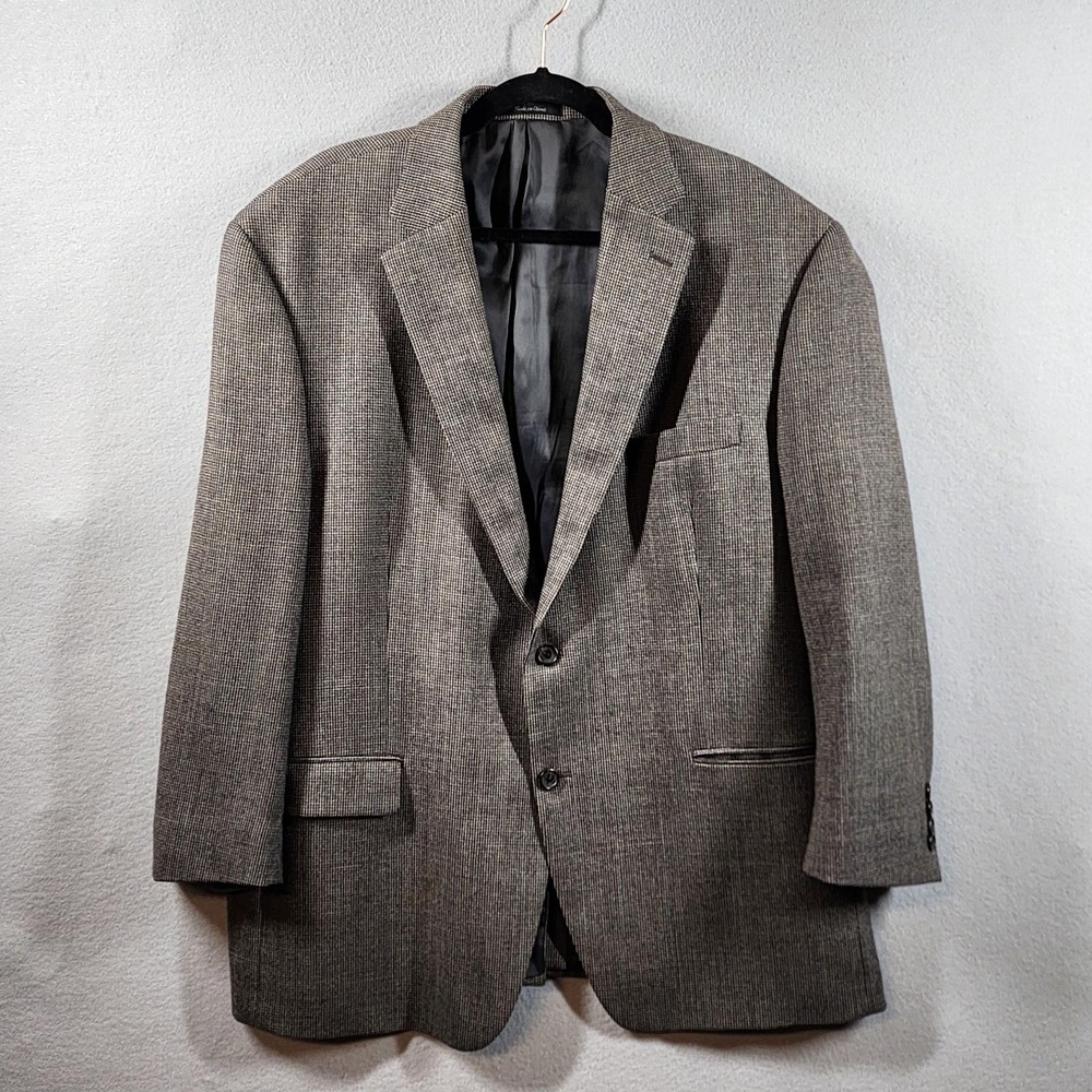 Lauren Ralph Lauren Wool Blazer Mens 48R Gray Houndstooth Two Button Notch Vent